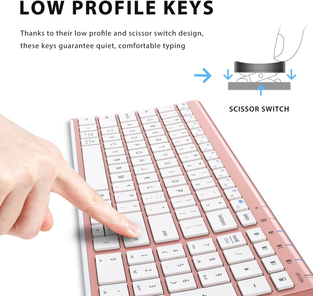 iClever BK10 Teclado Bluetooth, Teclado Inalámbrico Recargable Ultr...
