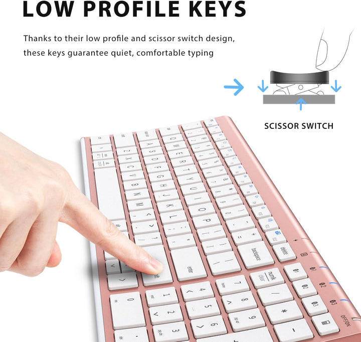 iClever BK10 Teclado Bluetooth, Teclado Inalámbrico Recargable Ultr...