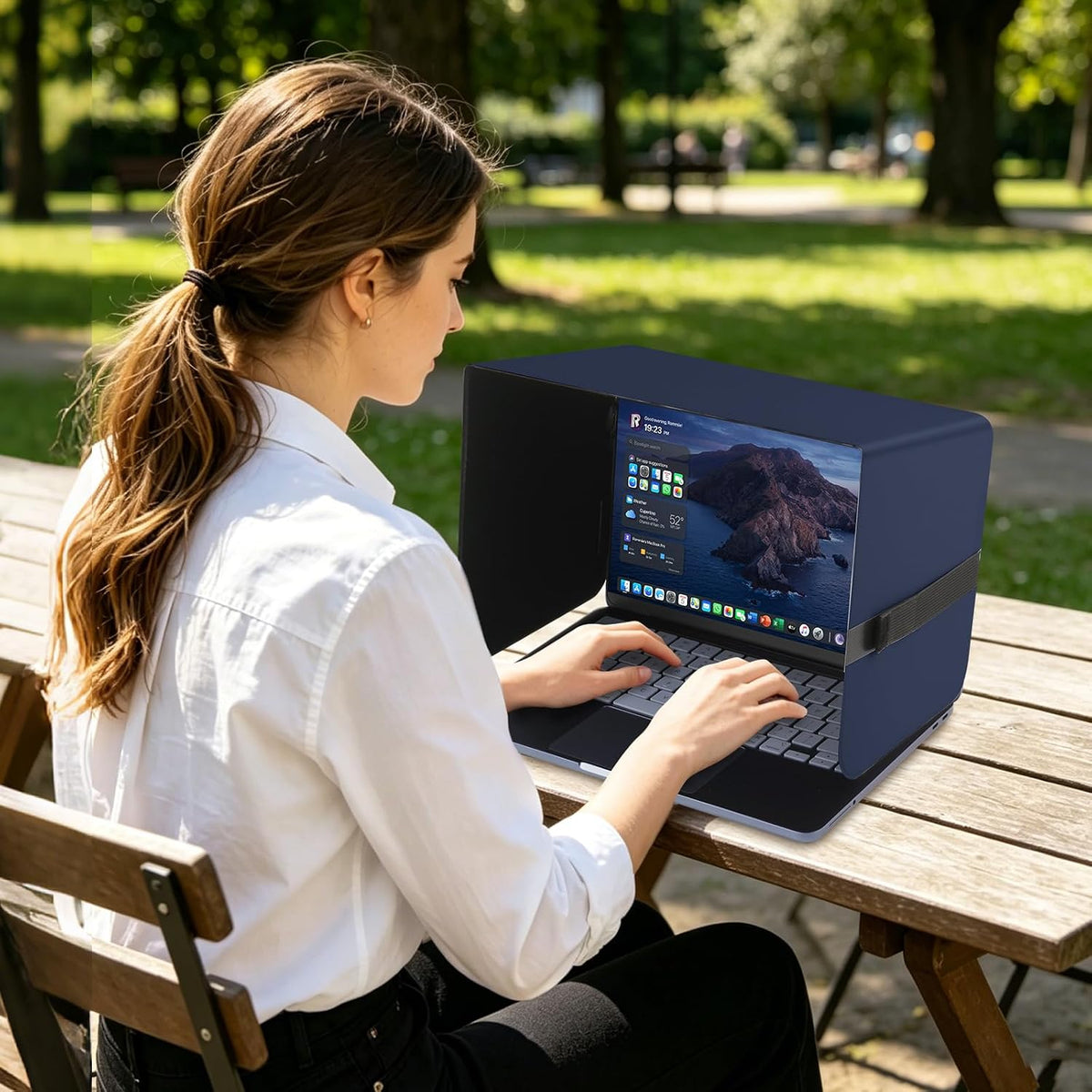 HoYiXi Parasol plegable para laptop y escudo de privacidad, se adap...