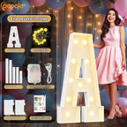 Letras iluminadas de marquesina de 4 pies, letras de marquesina de 4 pies de alto, letras iluminadas de mosaico gigante para fiesta de cumpleaños, baby shower, regreso a casa, decoración de boda, letra D grande
