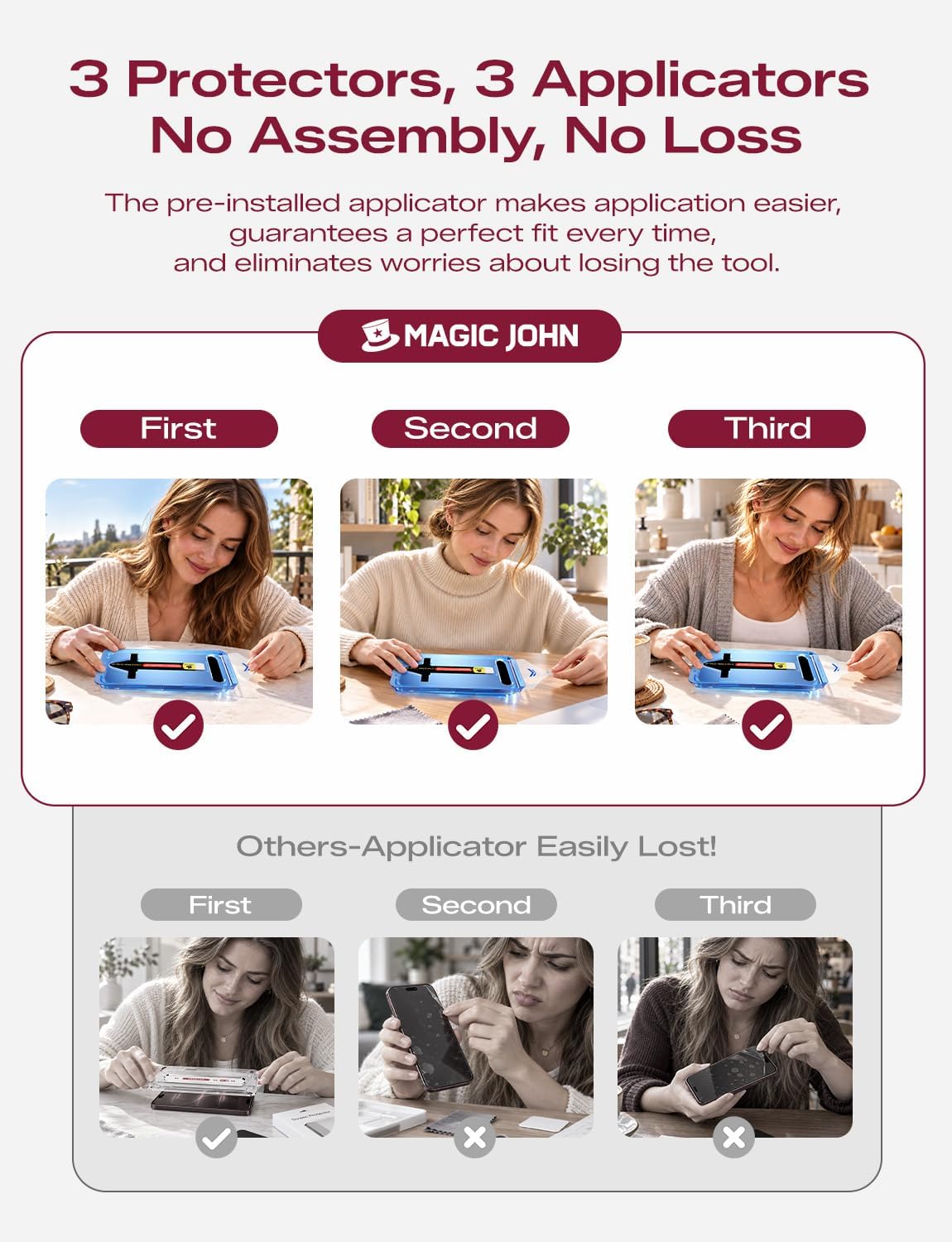 MAGIC JOHN Paquete de 3 protectores de pantalla de privacidad para iPhone