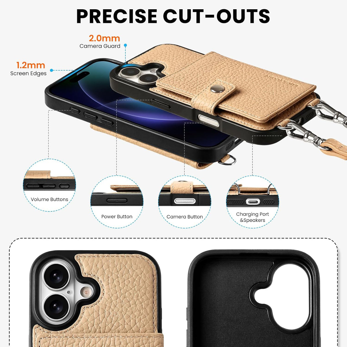 Caja Del Teléfono De La Cartera Del Crossbody Del Cuero Genuino