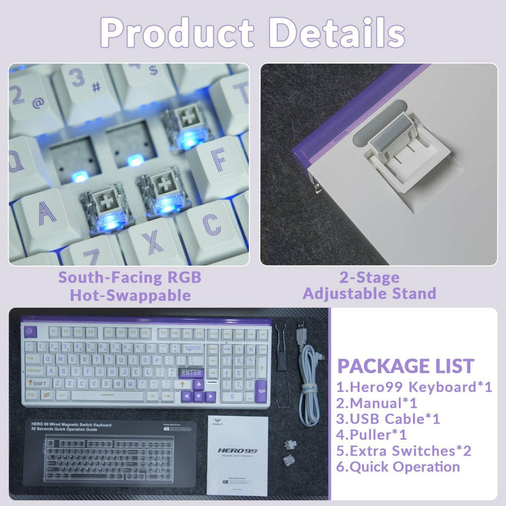 AULA Hero 99 - Teclado con cable para juegos, teclado de efecto Hal...
