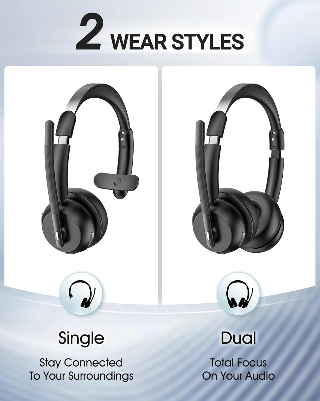 COSMUSIS Auriculares inalámbricos con micrófono para el trabajo, au...