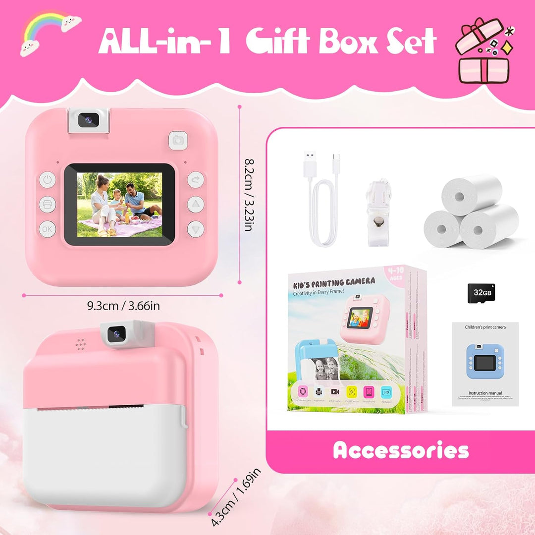 Cámara para niños con impresión instantánea y lente reversible, reg...