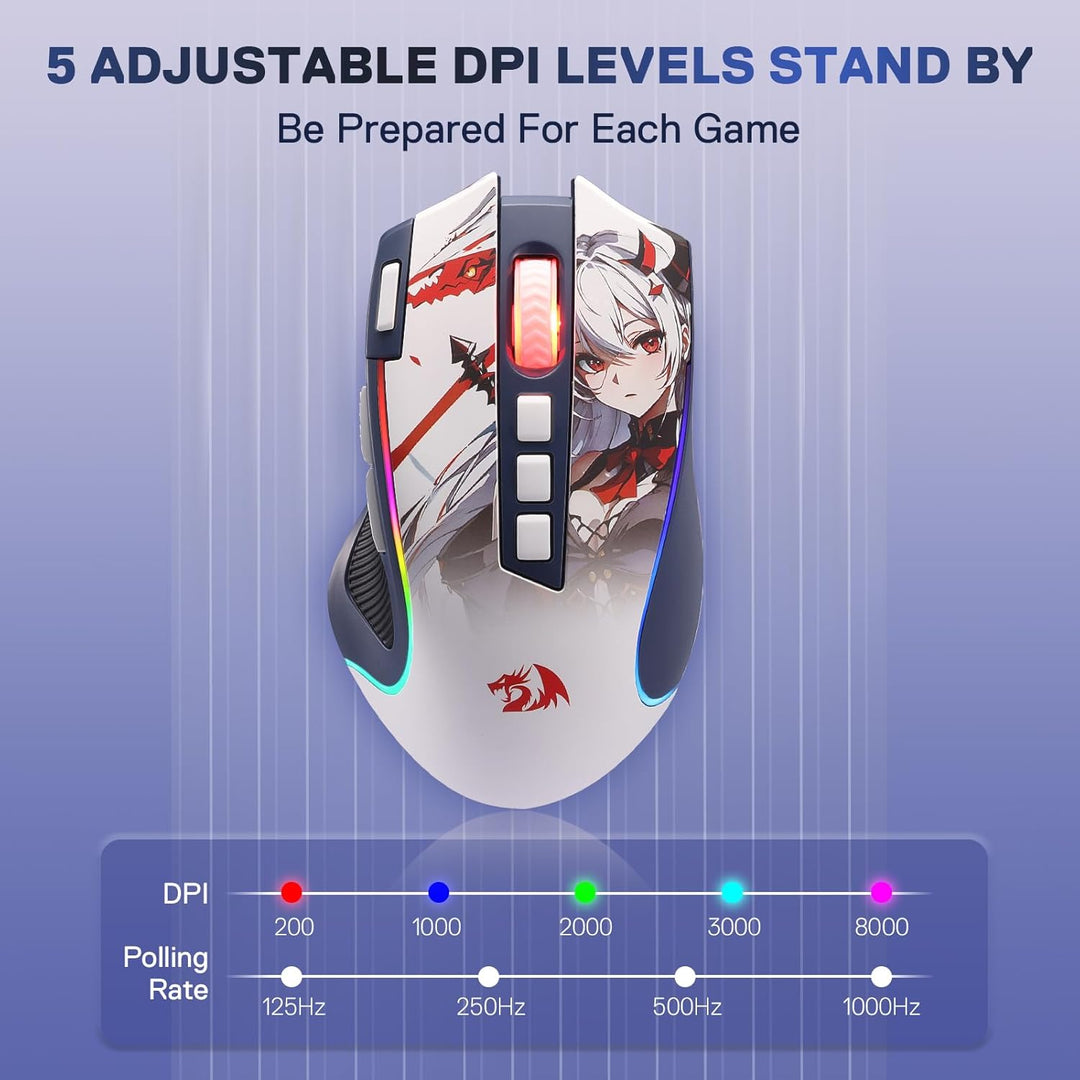 Redragon M612AK PRO RGB Anime Mouse para Juegos, ratón óptico con c...