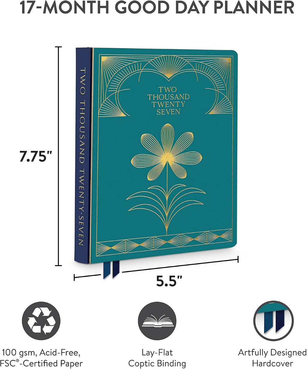 Juego de planificador de escritorio mensual Good Day 2027, tapa dura de 17