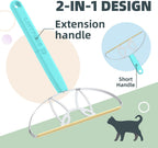 MAX & Pro LINTPLUS - Paquete de removedor de pelo de mascotas, 2 en 1, doble mango ajustable y fijo, herramientas grandes y compactas para alfombras, muebles, automóviles y espacios reducidos