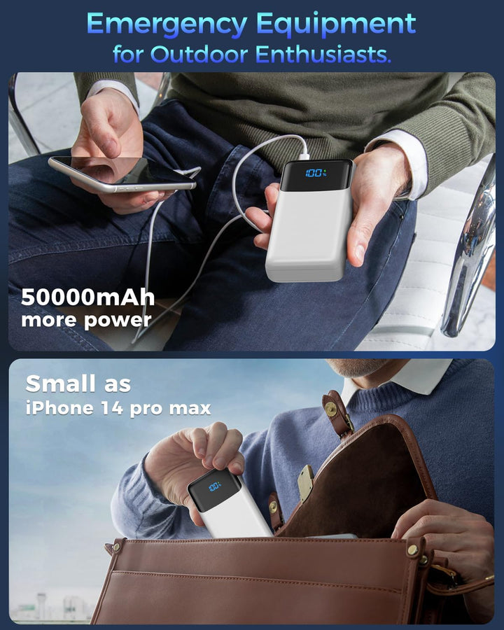 Cargador portátil de 50000 mAh, USB-C PD 30 W de carga rápida, bate...
