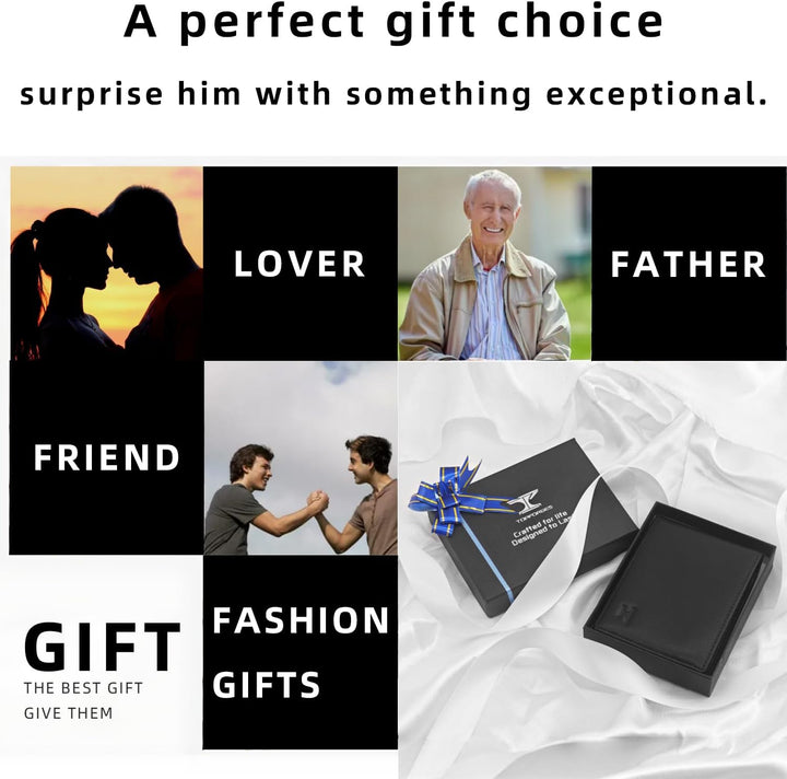 TOPFORGES Cartera de piel auténtica RFID para hombre, delgada, pleg...