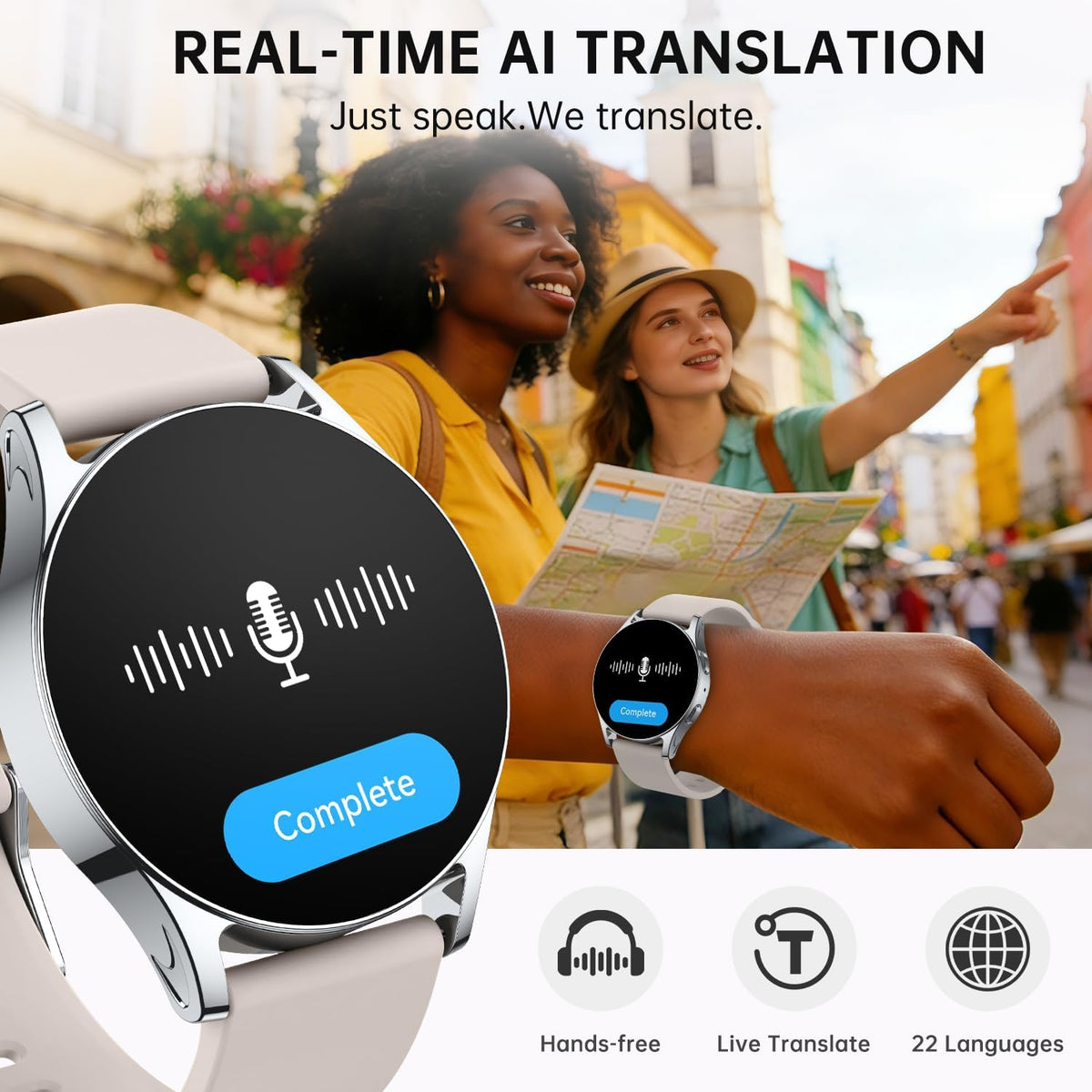 Reloj inteligente para mujeres y hombres, rastreador de actividad AMOLED de 1.614 in para Android iPhone con pantalla siempre encendida, más de 150 deportes, contador de calorías y pasos, monitor de sueño, responder/hacer llamadas (luz de estrellas)