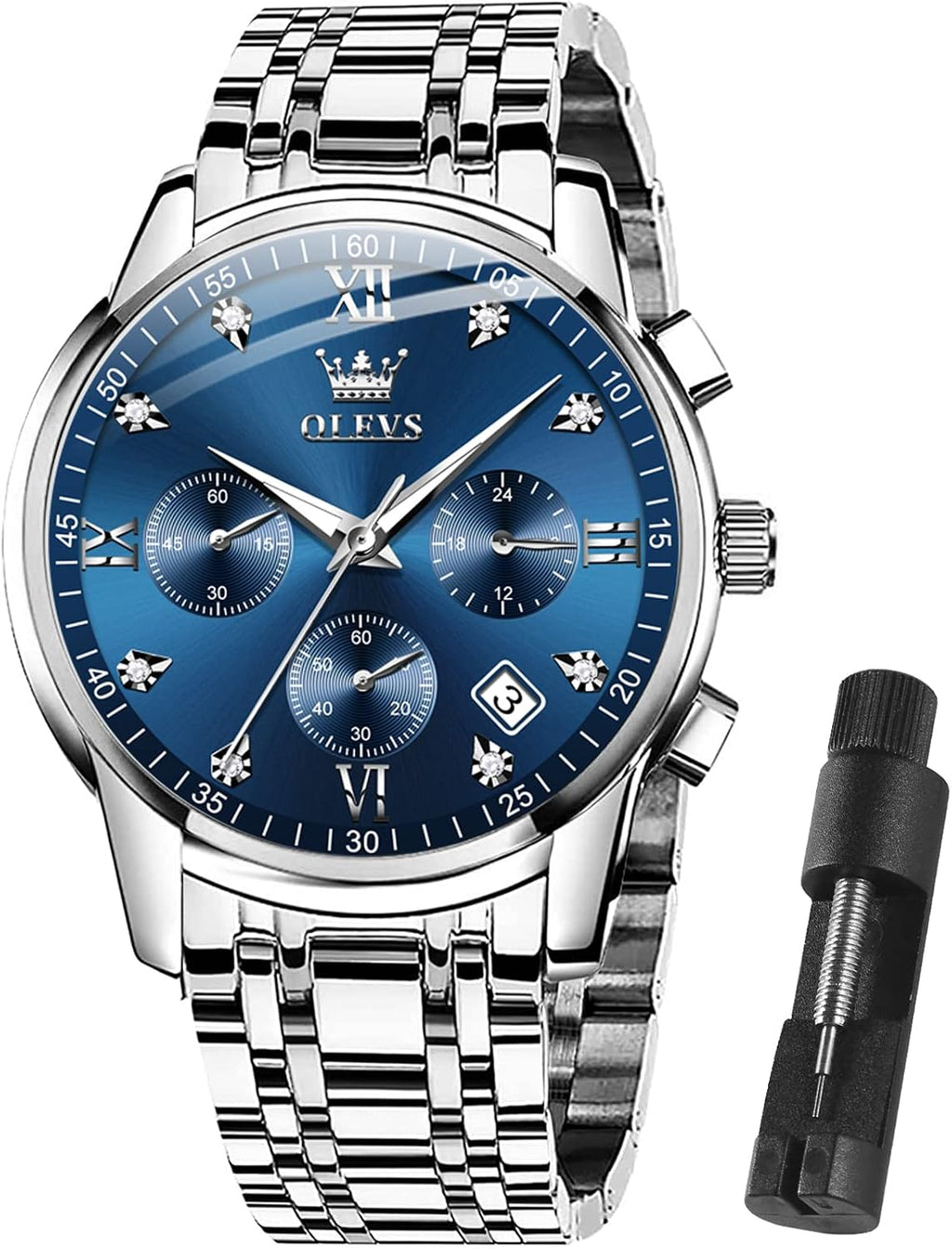 OLEVS Reloj multifunción para hombre, cronógrafo luminoso impermeable con