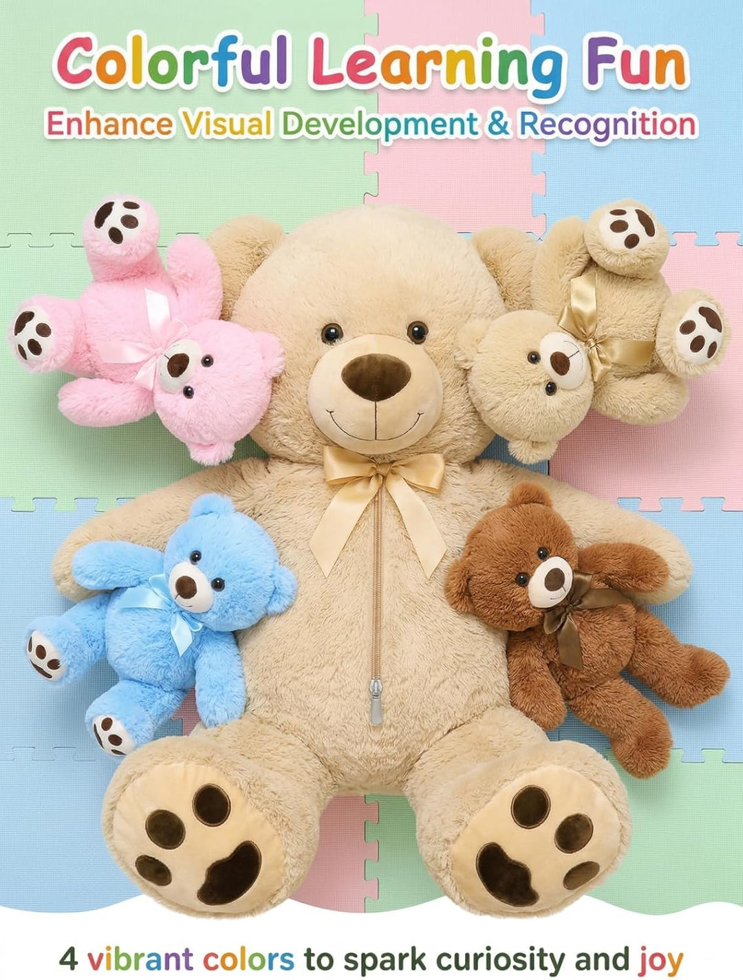 MaoGoLan 5 piezas de oso de peluche grande con 4 bebés, 41 pulgadas...