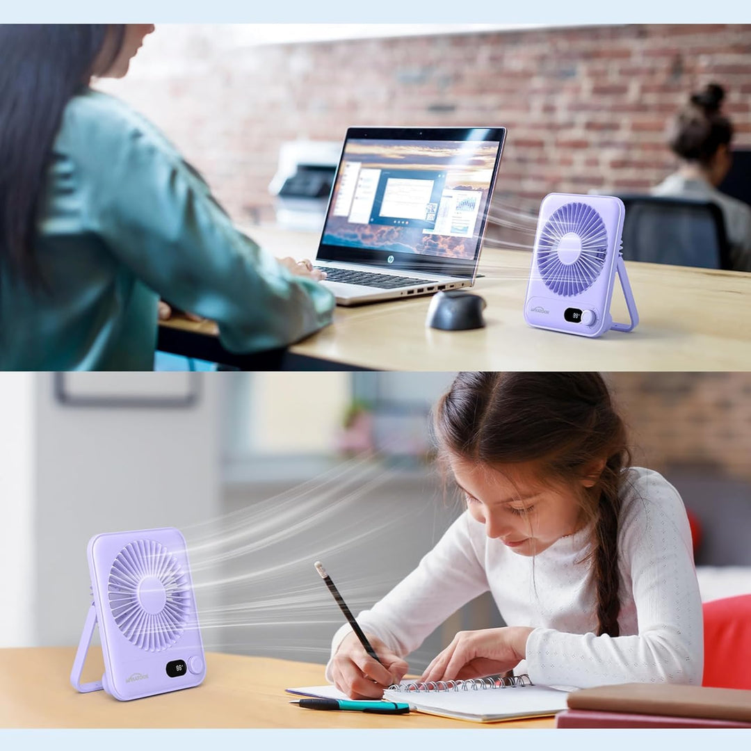 WHATOOK Paquete de 2 Ventiladores de Escritorio Pequeños: Batería d...