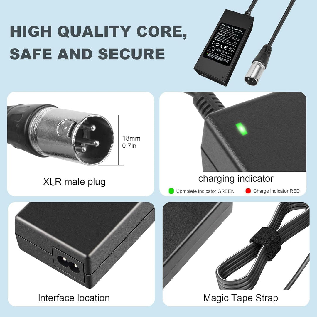 Cargador de scooter eléctrico de 24 V 2 A adecuado para Go