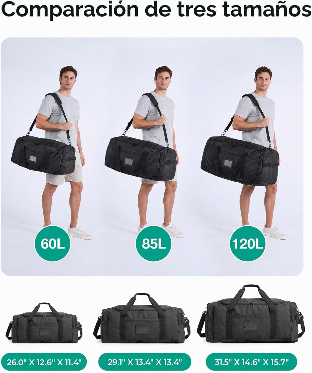 BAGSAMRT - Bolsa de lona plegable para viajes, bolsa de viaje para hombres, mochila de viaje 4 en 1, bolsa de transporte para fin de semana, Verde