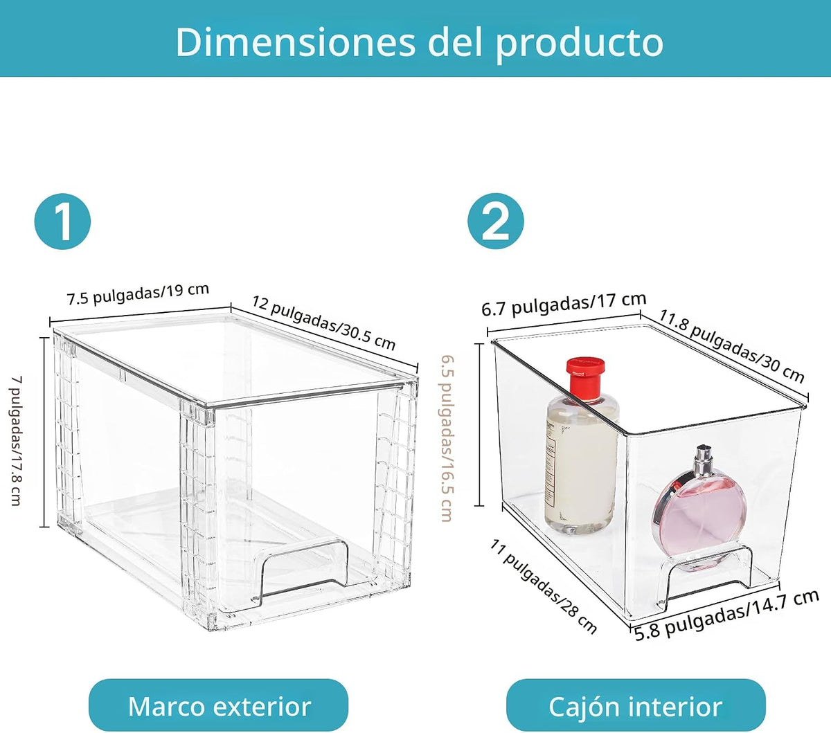 Vtopmart Paquete de 4 cajones de almacenamiento apilables grandes