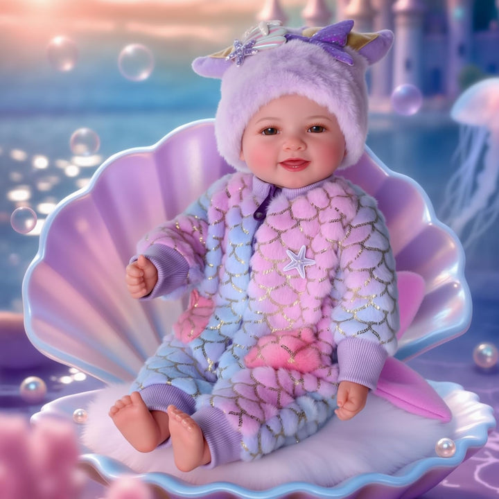 BABESIDE Muñeca bebé de sirena para niña, 17 pulgadas, suave, reali...