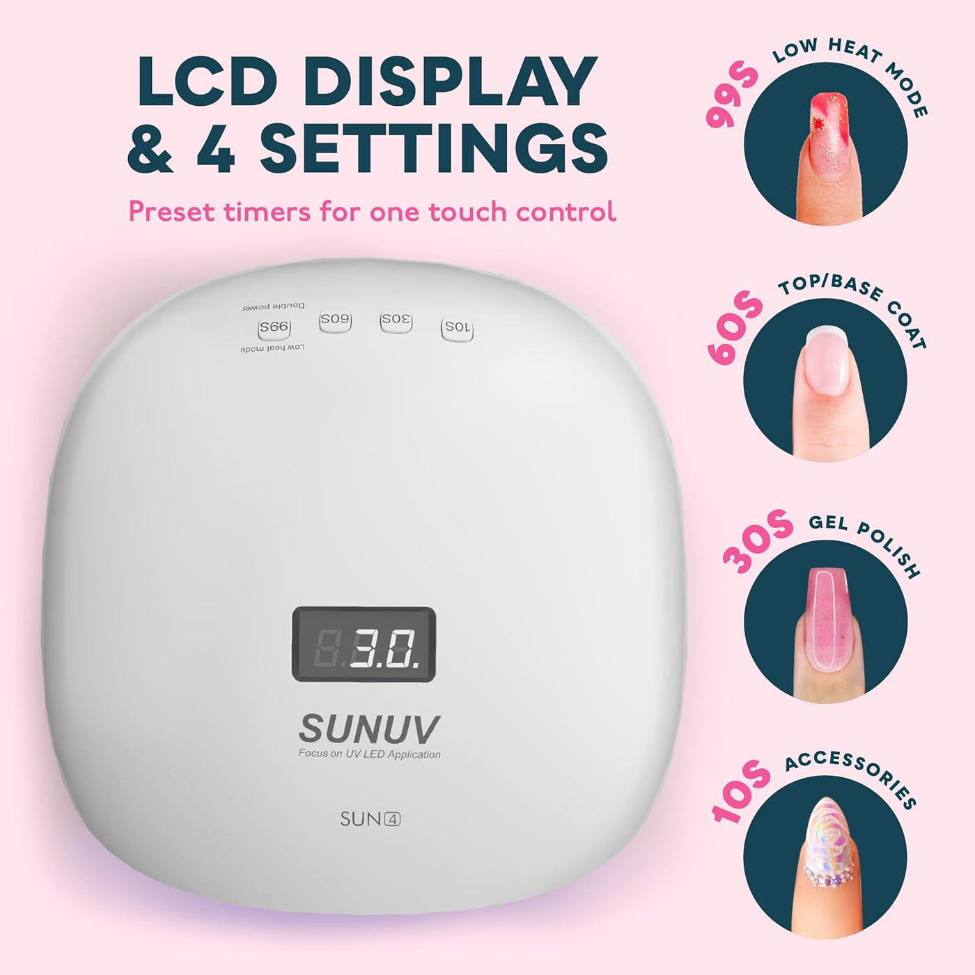 Secador de uñas con gel con LED de 48 W UV y sensor (blanco), de Sunuv