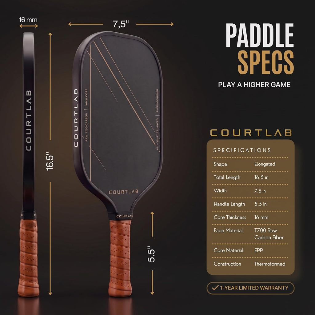 Paleta de pickleball, fibra de carbono T700, núcleo EPP de 0.630