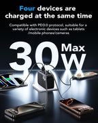 Cargador de pared retráctil USB C 4 en 1, carga rápida de 40 W para