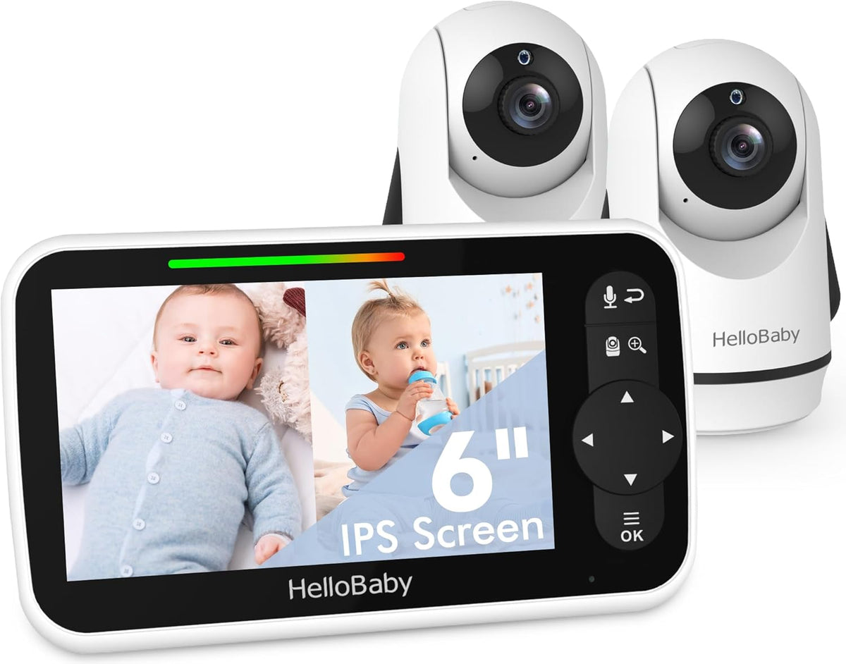HelloBaby Monitor de Video para Bebés con Pantalla Grande IPS, 6 pulgadas