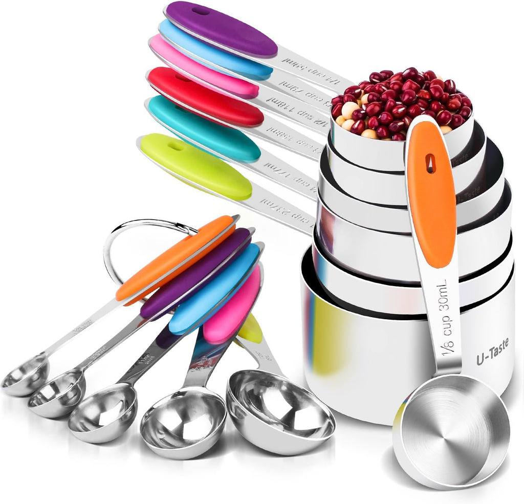U-Taste - Juego de cucharas medidoras de acero inoxidable 18/8, 12 unidades