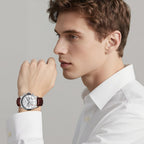LIGE Reloj de Pulsera de Cuero para Hombres Analógico de Vestir Cronógrafo Impermeable Vintage Trabajo Casual Cuarzo con Calendario Cronógrafo Lúmenes Resistente al Agua 30M Reloj Clásico para Hombres
