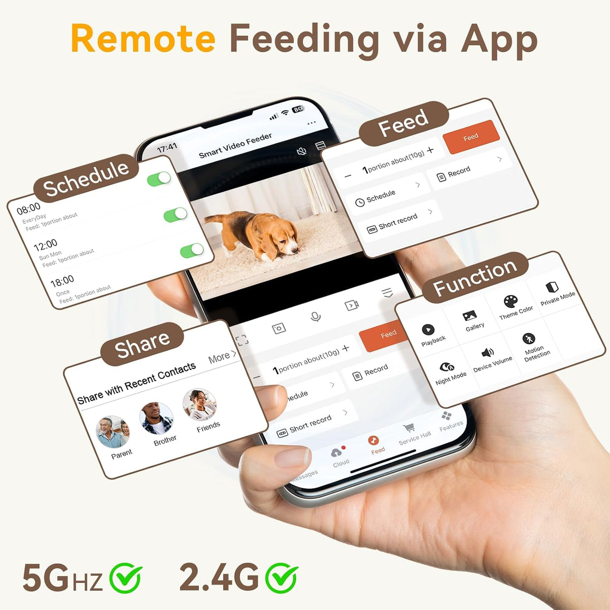 UTCG Comedero Automático para Perros con Cámara: 8L/33 Tazas 5G WiFi