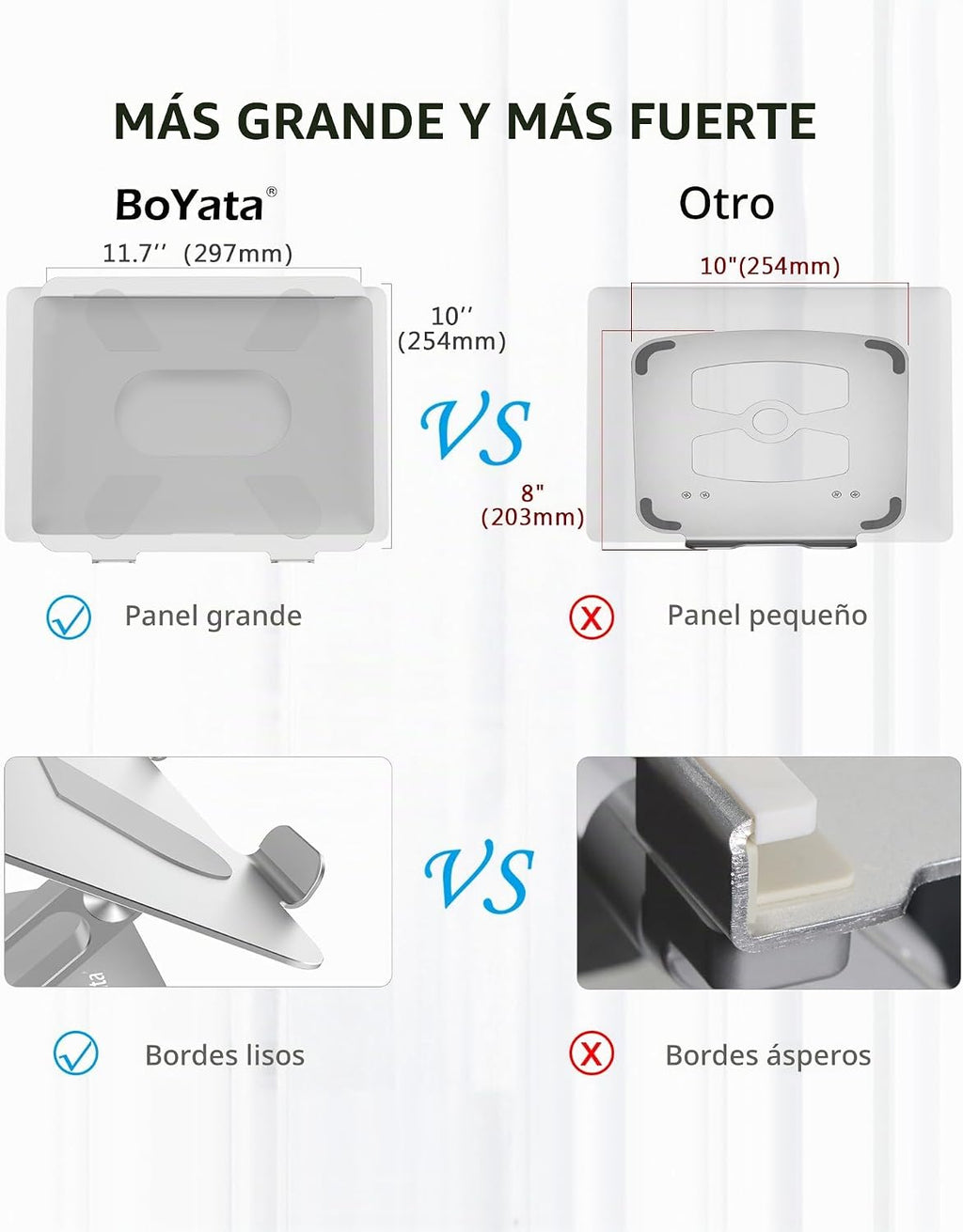 BoYata Laptop Stand, Adjustable Multi-Angle Riser, hasta 17 Inches, Silver