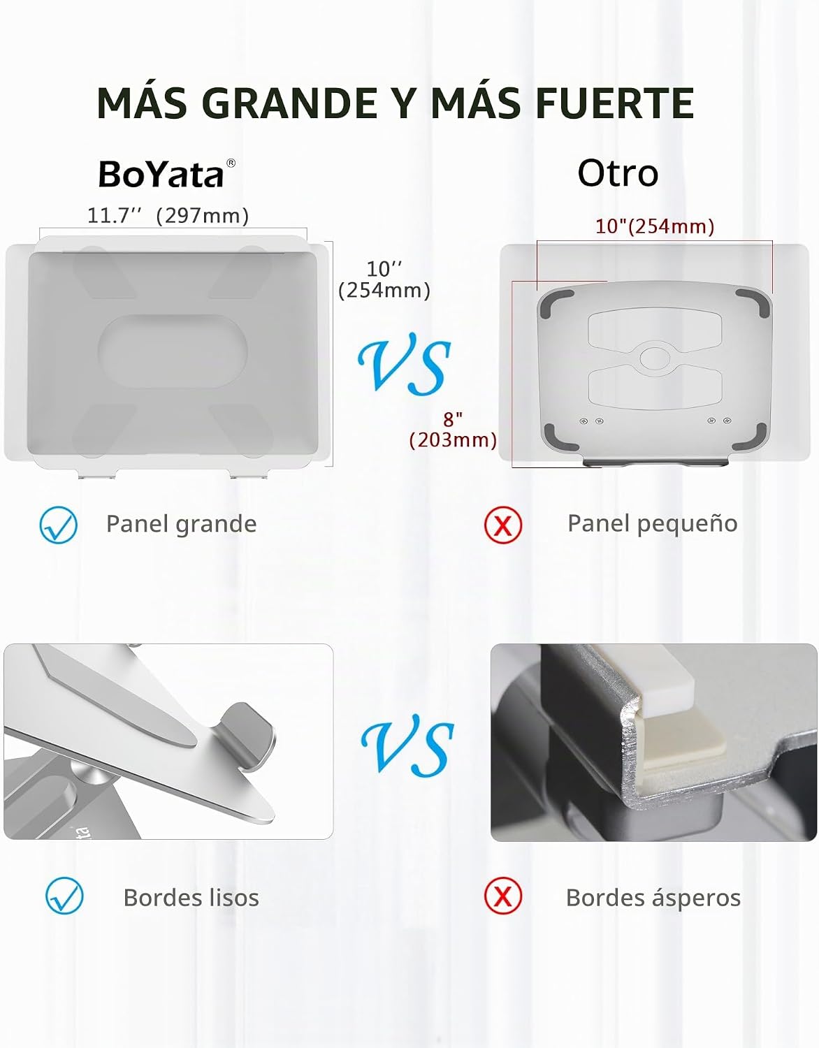 BoYata Laptop Stand, Adjustable Multi-Angle Riser, hasta 17 Inches, Silver