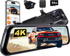 WOLFBOX Cámara de tablero con espejo G850 PRO 4K con ADAS y BSD