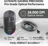TMKB - Mouse inalámbrico para juegos, sensor óptico de 24000 DPI, b...