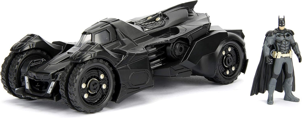 Jada DC Comics Batman 2015 Arkham Knight Batmobile y figura metálica Batman Vehículo coleccionable fundido a presión, negro, escala 1:24