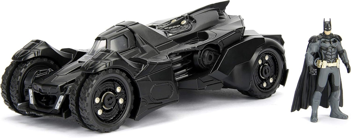 Jada DC Comics Batman 2015 Arkham Knight Batmobile y figura metálica Batman Vehículo coleccionable fundido a presión, negro, escala 1:24