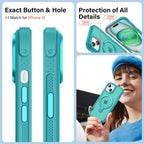 Carcasa para iPhone 15 con soporte magnético, color cian oscuro