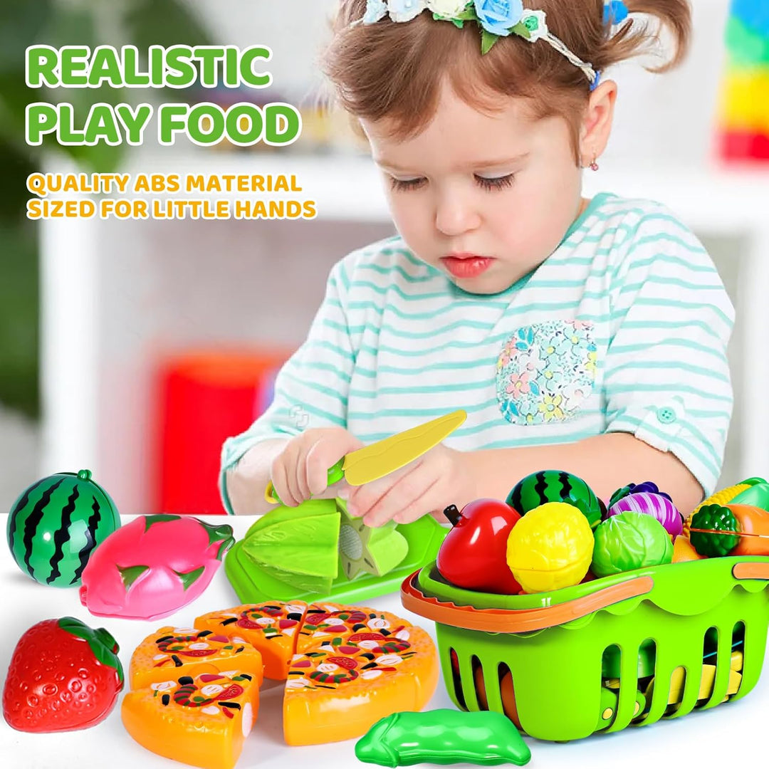100 PIEZAS Juguetes de Comida de Corte para Cocina Infantil, Juguet...