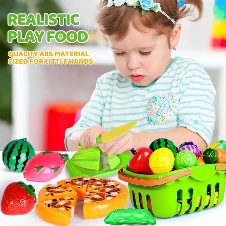 100 PIEZAS Juguetes de Comida de Corte para Cocina Infantil, Juguet...