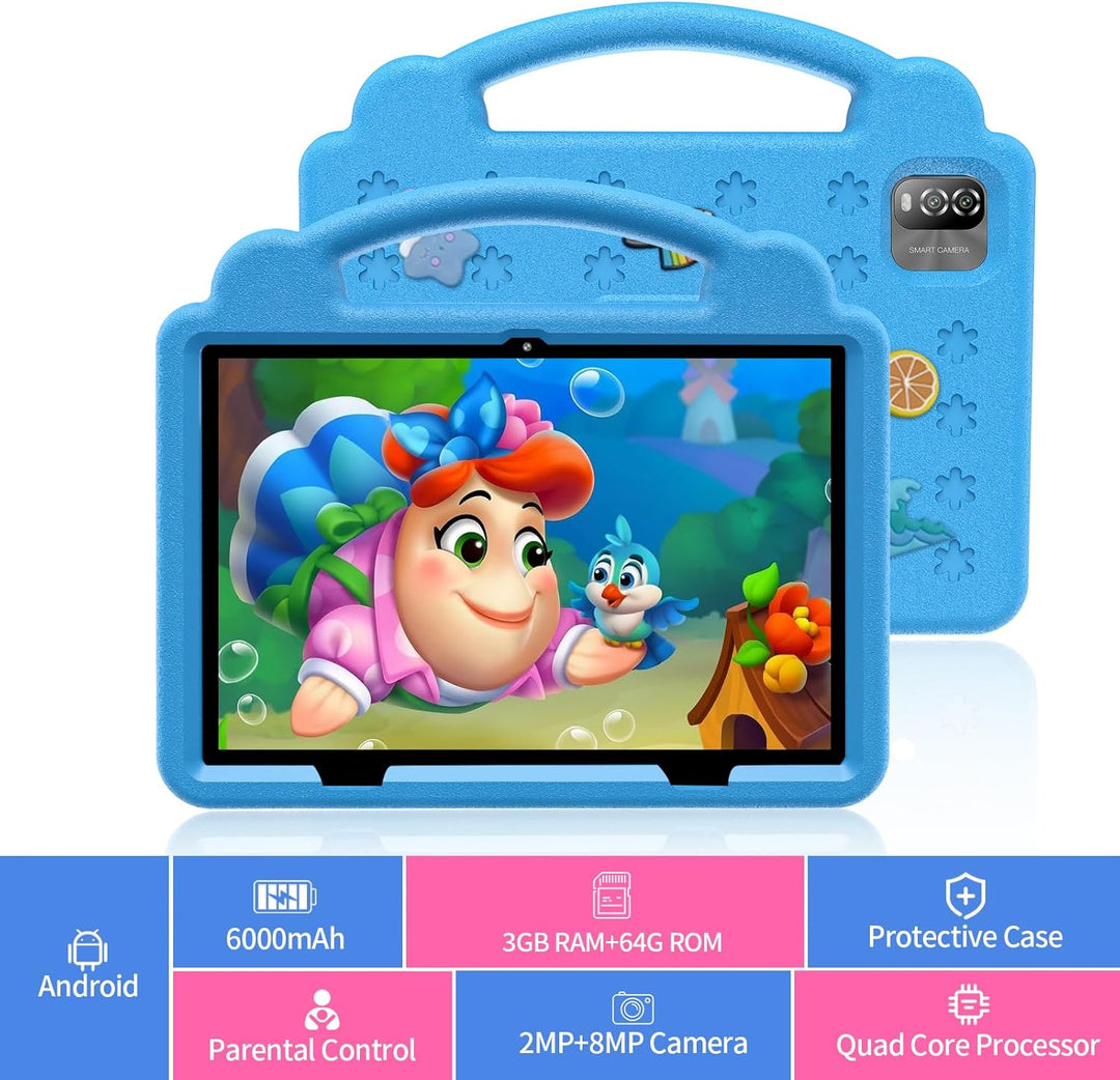 Tableta para niños de 10 pulgadas, 3 GB de RAM y 64 GB de almacenam...