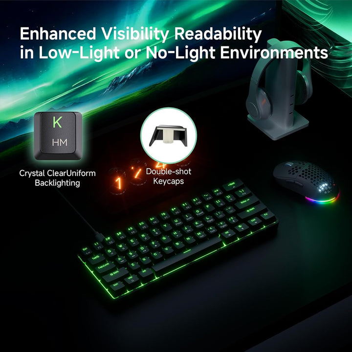 TMKB Teclado Mecánico para Juegos 60%, Interruptor Lineal Rojo, Ret...