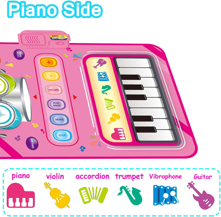 Juguetes para niñas de 1 año Regalos, tapete de piano 2 en 1, jugue...