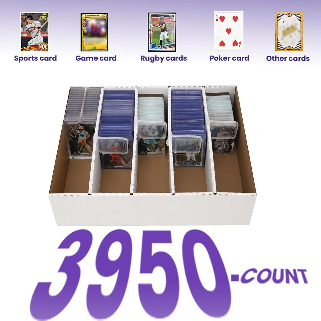 Paquete de 4 cajas de almacenamiento de tarjetas coleccionables de gran capacidad, caja de tarjetas, capacidad para 15760 unidades con fundas suaves, divisores y partidarios, para deportes