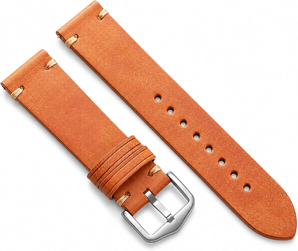 Correa de reloj de cuero para hombres y mujeres, correa de reloj de cuero de liberación rápida con correa de cuero de reloj de hebilla de plata, 0.709 in/0.787 in/0.866 in correa de reloj