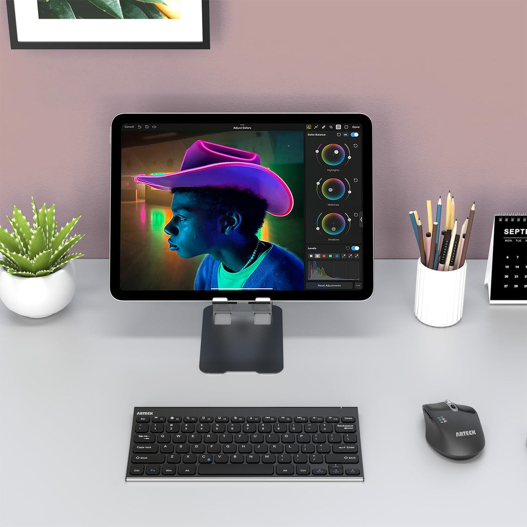 Arteck Teclado Bluetooth, teclado inalámbrico universal de acero in...