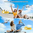 Drone 1080P con cámara para niños y adultos principiantes, cuadricóptero FPV plegable con una tecla de despegue/aterrizaje, control de gestos, giros de 360°, 2 baterías, regalo de juguete para
