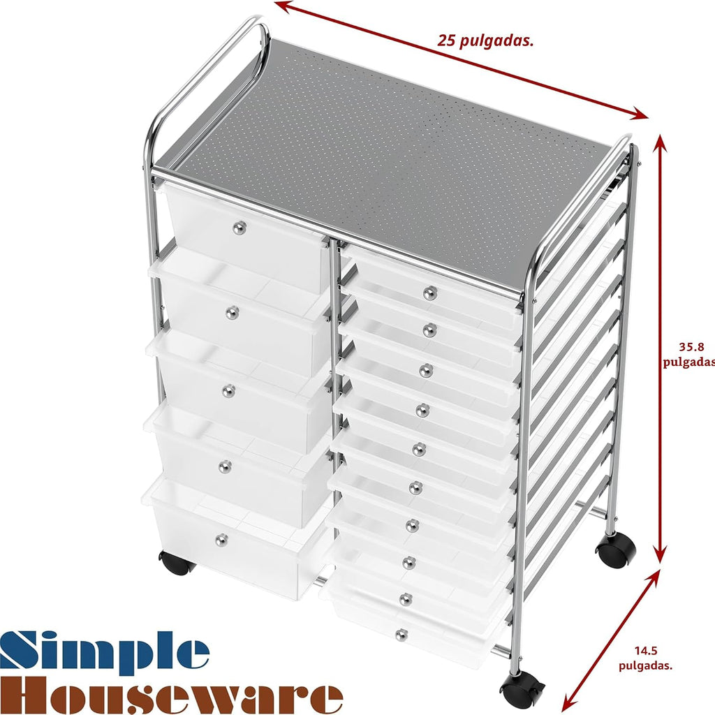 Lámpara Simple Houseware Carrito utilitario con ruedas de 15 cajones