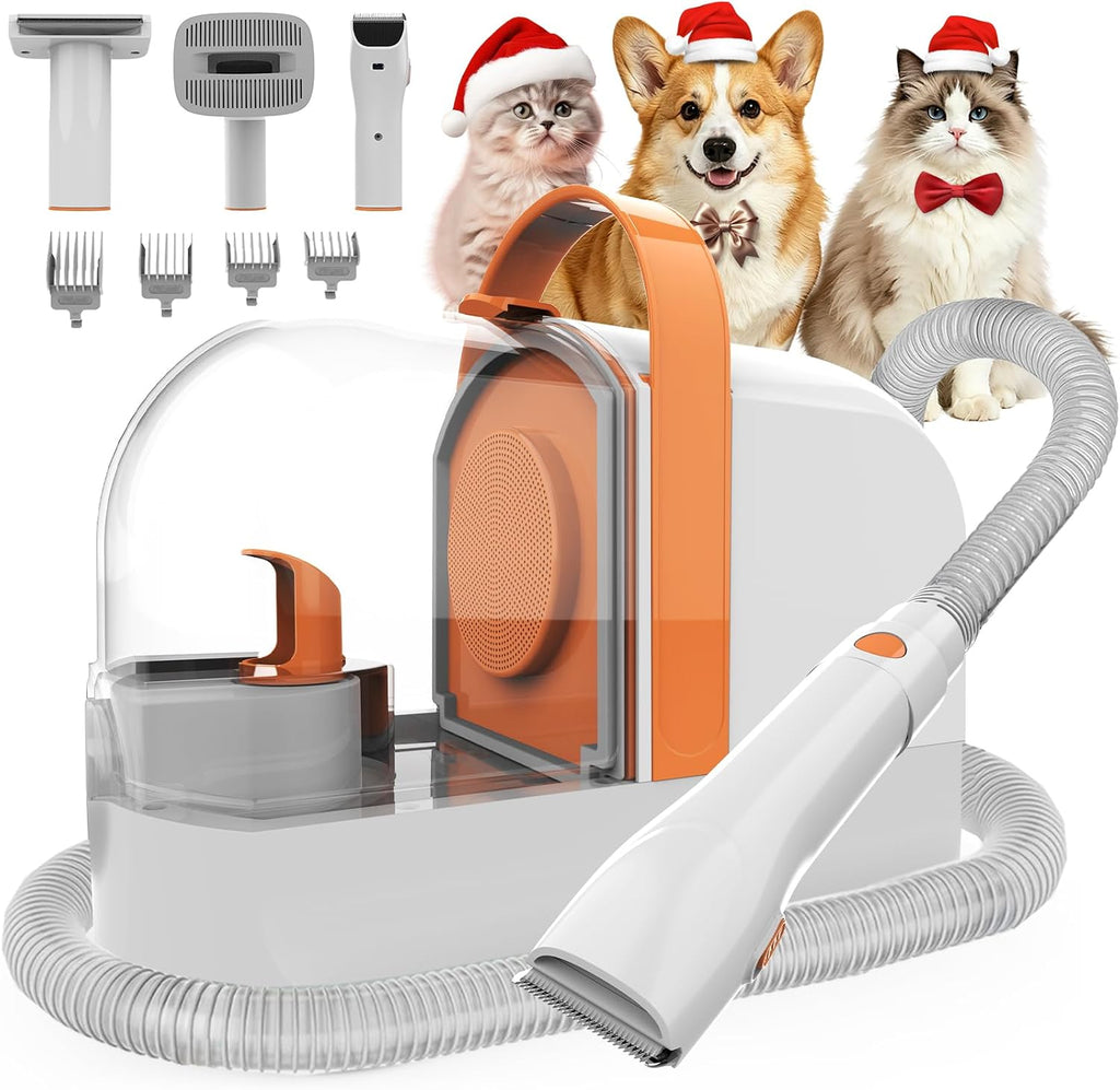 PG10 Aspiradora de aseo para perros con cortadora eléctrica y cepillo de desprendimiento, aspiradora de aseo de mascotas de succión de 12,000 Pa para perros, aspiradora de pelo de mascotas de
