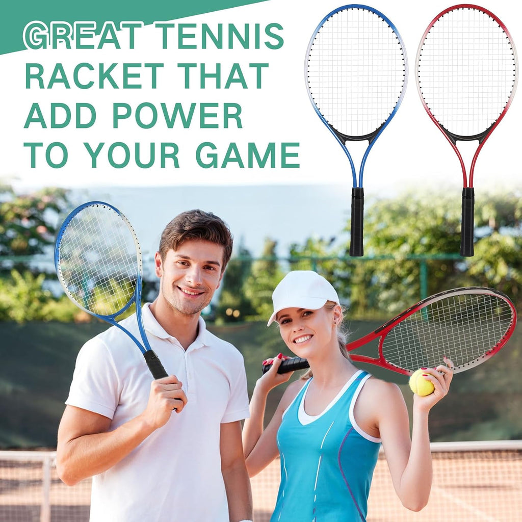 4 raquetas de tenis para adultos recreativas para 4 jugadores, raqueta de tenis ligera de 27 pulgadas con 3 pelotas de tenis para entrenar principiantes con bolsa de transporte