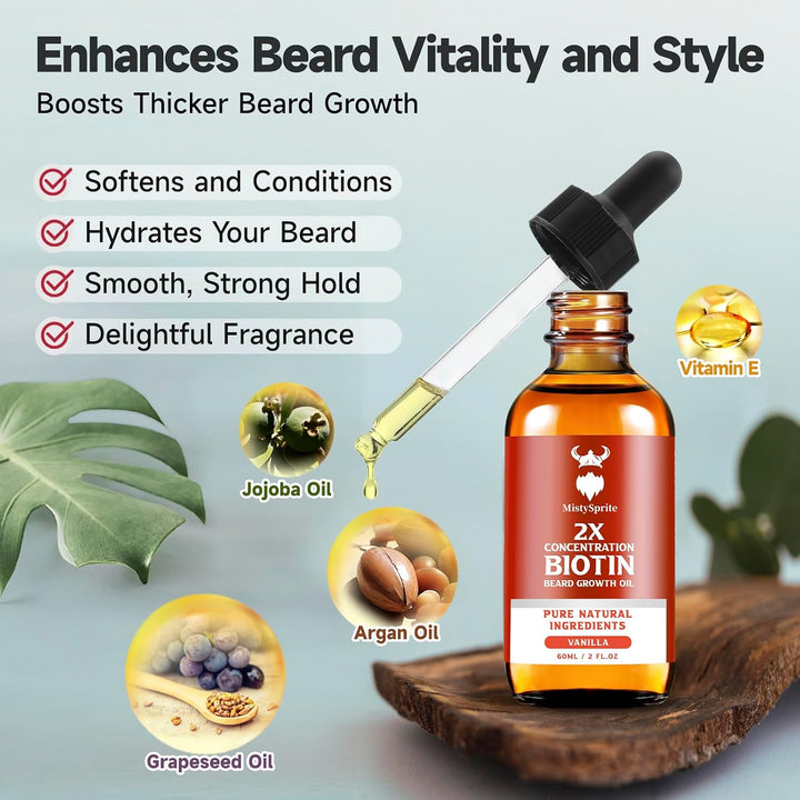Aceite para el crecimiento de la barba, biotina de concentración 2X...
