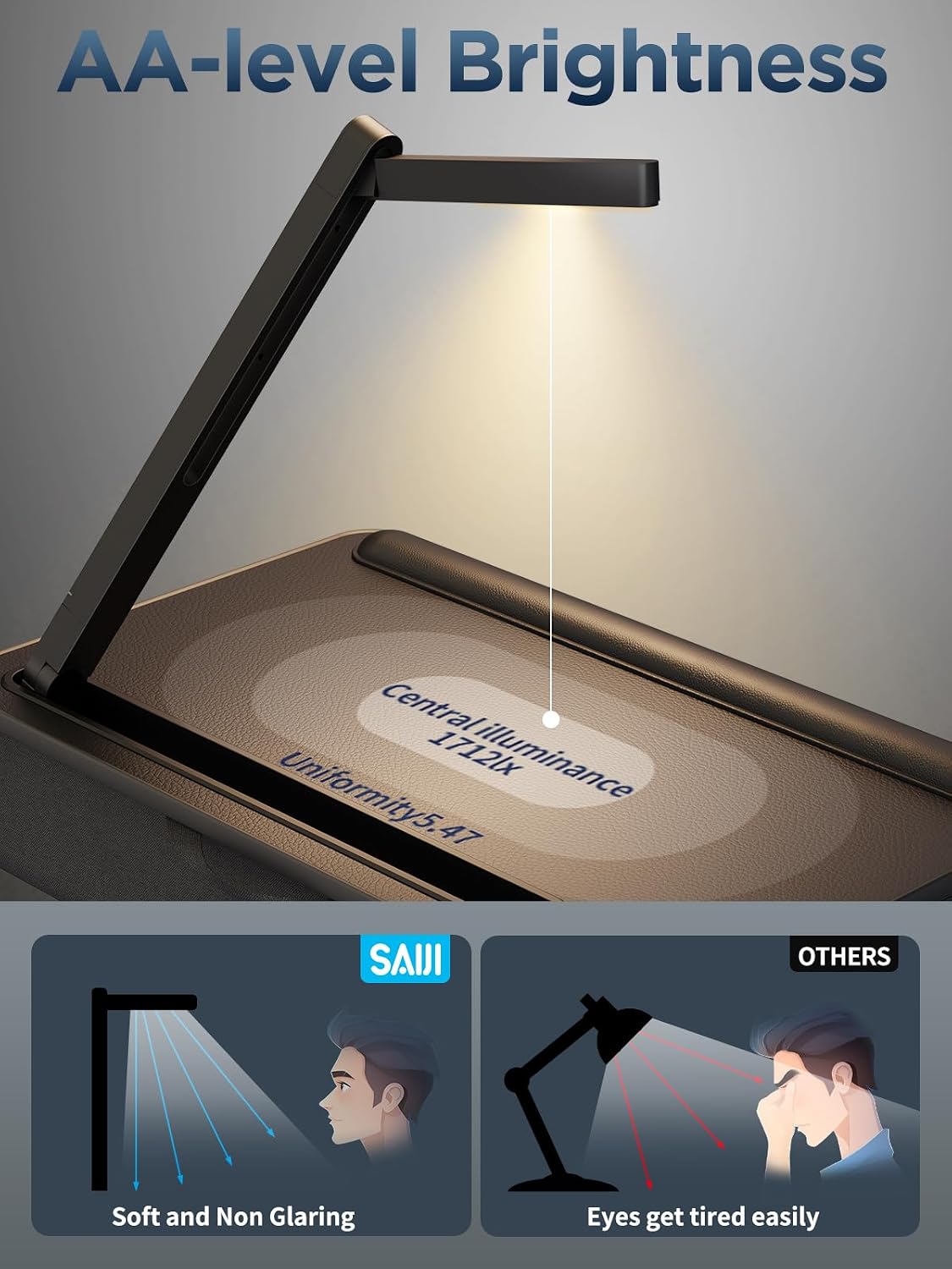 SAIJI Lap Desk con luz LED, bandeja portátil para laptop con cojín